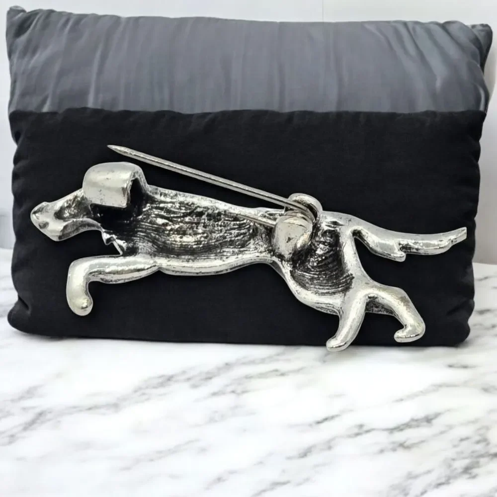 Silver Wolf Brooch Nordic Viking Celtic Animal Pin Nature Woodland Jewelry